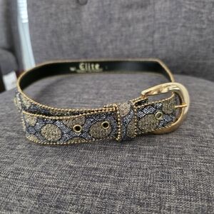 Elite Beaded Metallic Dot Belt in Gold and Silver